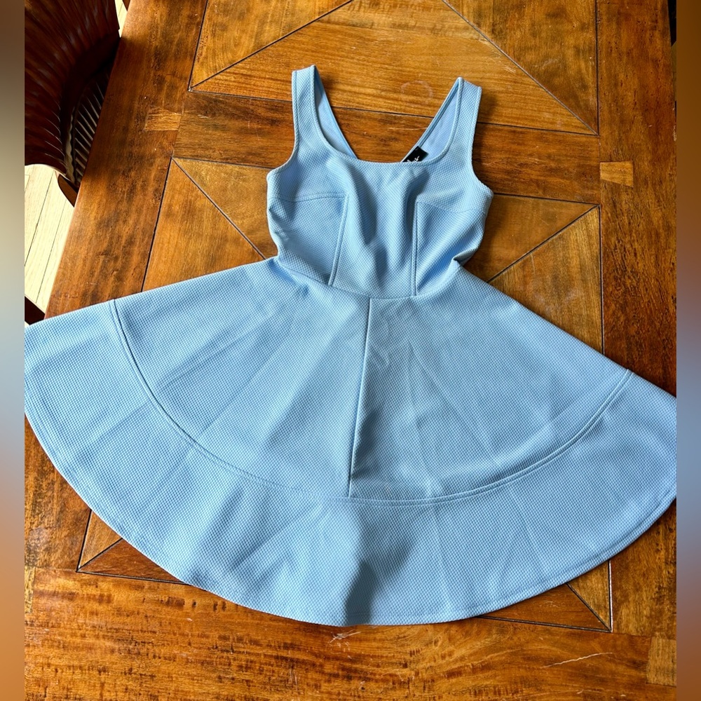 Lulus Light Blue Sleeveless Summer Dress, Fit-Flare, Size Small
